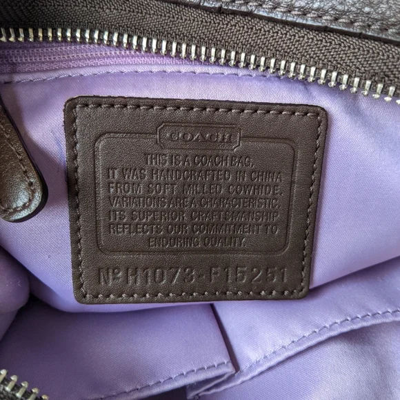 Coach Carly Brown Leather Hobo. It features chocolate brown pebbled leather, - Picture 10 of 11